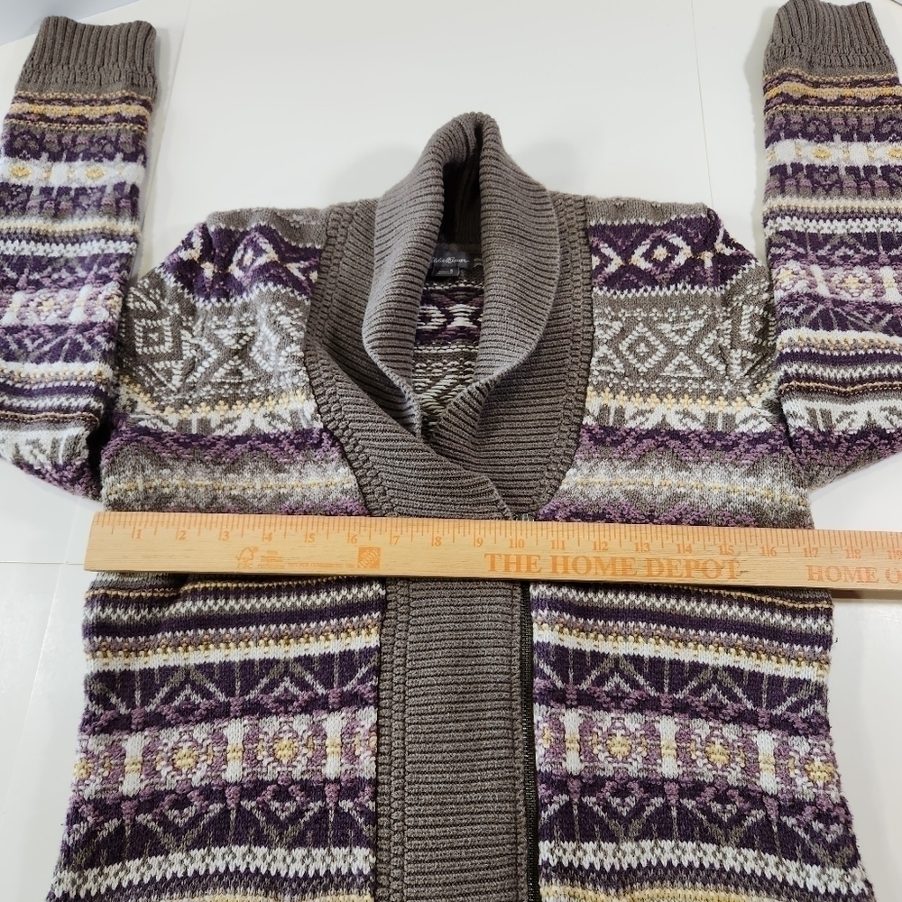 Eddie Bauer Women's Size S Full Zip Sweater Cardigan Jacket Shawl Neck Fair Isle - Picture 9 of 10